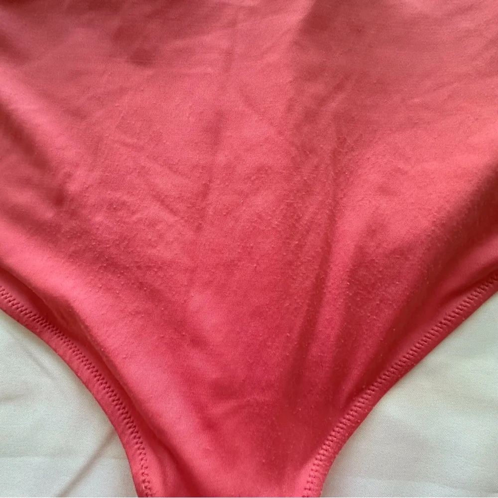 Serra vibrant red orange pink one‎ piece v neck swimsuit women’s large